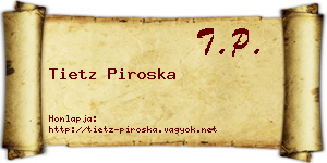 Tietz Piroska névjegykártya